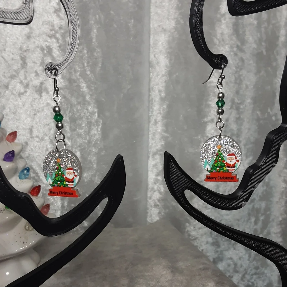 Handmade Snowglobe Christmas Earrings 2.5